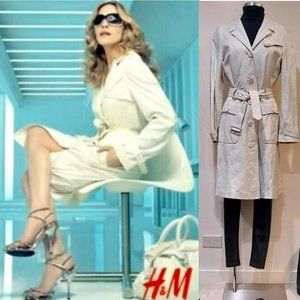 💋SHOWSTOPPER💋 ICONIC M by Madonna 100% Lambskin Leather Trench Coat in ivory